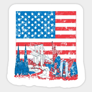 New York american flag Sticker